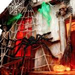 Giant Spider Web with Scary Spider Decorations