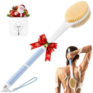 Long Handle Back Scrubber with Soft and Stiff Bristles