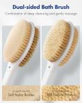 Long Handle Back Scrubber with Soft and Stiff Bristles