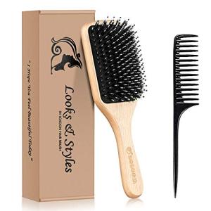 Sosoon Boar Bristle Paddle Hairbrush with Comb