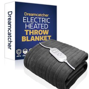 Cozy Grey Heated Throw Blanket with Timer
