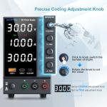Adjustable 0-30V DC Power Supply with USB Quick-Charge