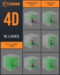 CIGMAN 4x360° Green Laser Level with Remote