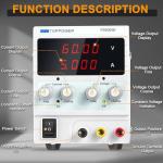 Adjustable 0-60V DC Power Supply with Display