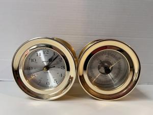 Brass Ship Bell Clock and Barometer Set