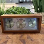Vintage Wood Weather Station with Barometer and Thermometer