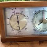 Vintage Wood Weather Station with Barometer and Thermometer