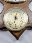 Vintage Wall Clock Weather Station Thermometer Barometer Hygrometer Brown France