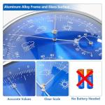 3-in-1 Analog Weather Station Barometer Thermometer Hygrometer, Wall Mounted Mechanical Indoor Outdoor Weather Instrument for Home, Garden, Office, Fishing, No Battery Aluminum Design