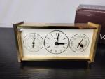 Bulova Brass Desk Clock with Thermometer and Barometer
