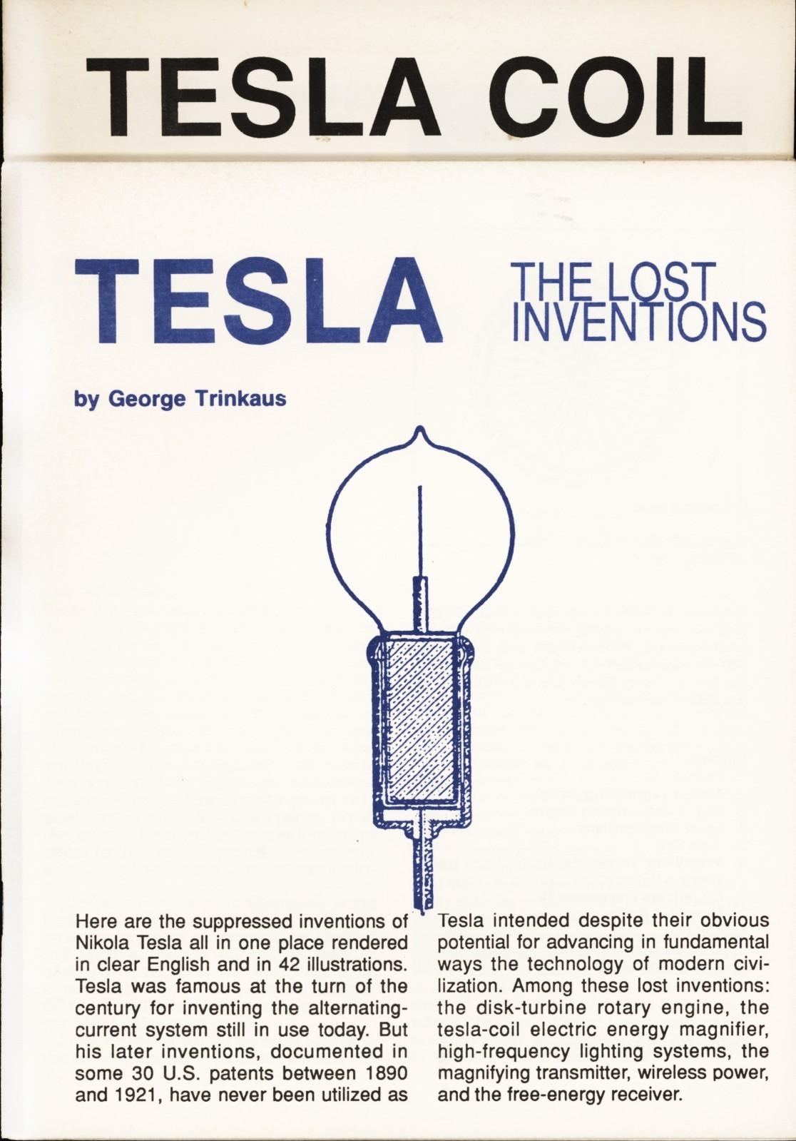 Tesla Inventions & Coil Booklet Set by Trinkaus