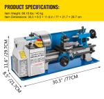 Mini Metal Lathe with Variable Speed, 7"x14