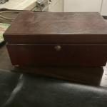 Wood and Brass Desk Clock with Thermometer and Barometer