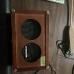 Wood and Brass Desk Clock with Thermometer and Barometer