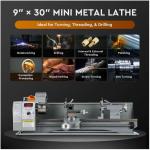 Mini Metal Lathe with LCD Display and 3-Jaw Chuck