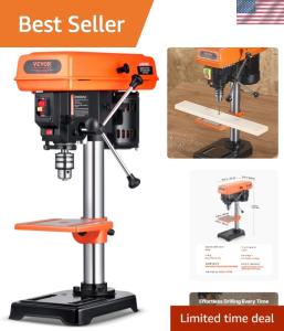 8-Inch Adjustable Benchtop Drill Press with LED Light