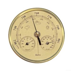 3-in-1 Mechanical Weather Station with Gold Finish