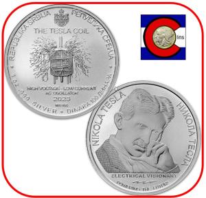 2023 Serbia Tesla Coil 1 oz Silver Coin
