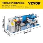 VEVOR Mini Metal Lathe Machine with Digital Display
