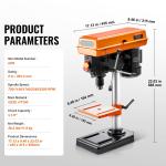 8-Inch Benchtop Drill Press with LED Light