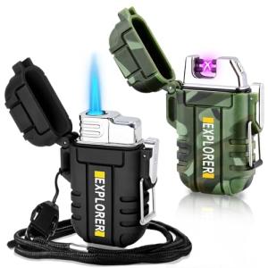 2-Pack Rechargeable Waterproof Windproof Torch Lighters