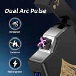 Rechargeable Dual Arc Electric Lighter - Black