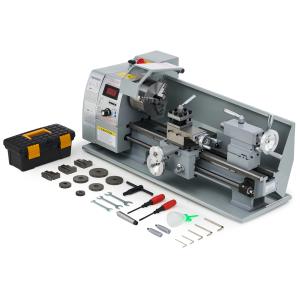 Mini Metal Lathe with LCD Display and 3-Jaw Chuck