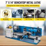 Mini Metal Lathe with Variable Speed and Lamp