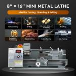 Mini Metal Lathe with LCD Display and 3-Jaw Chuck