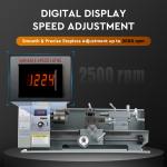 Mini Metal Lathe with LCD Display and 3-Jaw Chuck