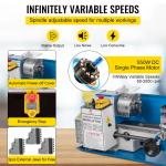 Mini Metal Lathe with Variable Speed and Lamp