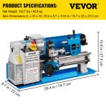 VEVOR 550W Mini Metal Lathe with Variable Speed