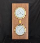 Vintage Walnut Weather Station with Thermometer and Barometer