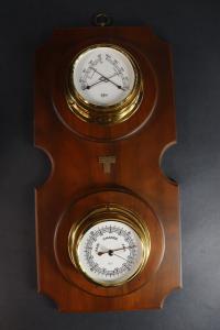 Vintage Brass German Barometer, Thermometer, Hygrometer Set