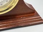 Brass Barometer and Clock Duo on Wood Base