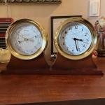Weems & Plath Brass Time Clock & Barometer Set