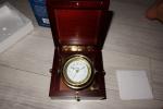 Gimballed Box Clock in Solid Brass Wood Case