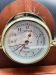 WEEMS & PLATH Nautical Brass Clock with Wood Base
