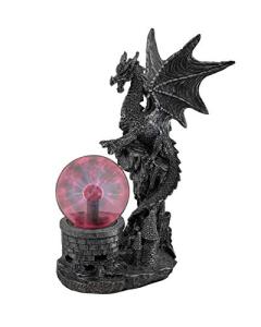 Gothic Dragon Statue with Electric Plasma Ball