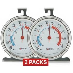 Taylor Large-Dial Refrigerator/Freezer Thermometer 2-Pack