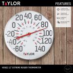 Taylor Wireless Metal Wall Thermometer for Indoor Outdoor Use