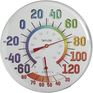 Taylor Metal Wall Thermometer and Hygrometer for Indoor Outdoor Use