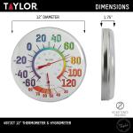 Taylor Metal Wall Thermometer and Hygrometer for Indoor Outdoor Use