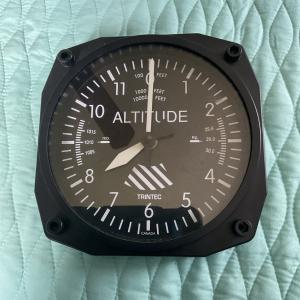 Trintec Black Airplane Altimeter Wall Clock 6.5