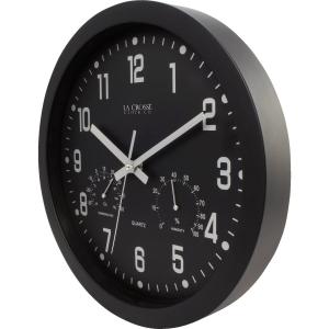La Crosse 12" Black Wall Clock with Hygrometer