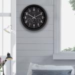 La Crosse 12-Inch Black Wall Clock with Hygrometer
