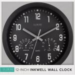 La Crosse 12-Inch Black Wall Clock with Hygrometer