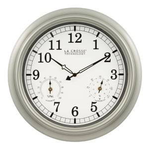 La Crosse 18-Inch Quartz Wall Clock with Thermometer