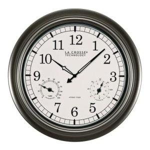 18" Outdoor Atomic Wall Clock with Thermometer and Hygrometer