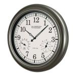 18" Outdoor Atomic Wall Clock with Thermometer and Hygrometer